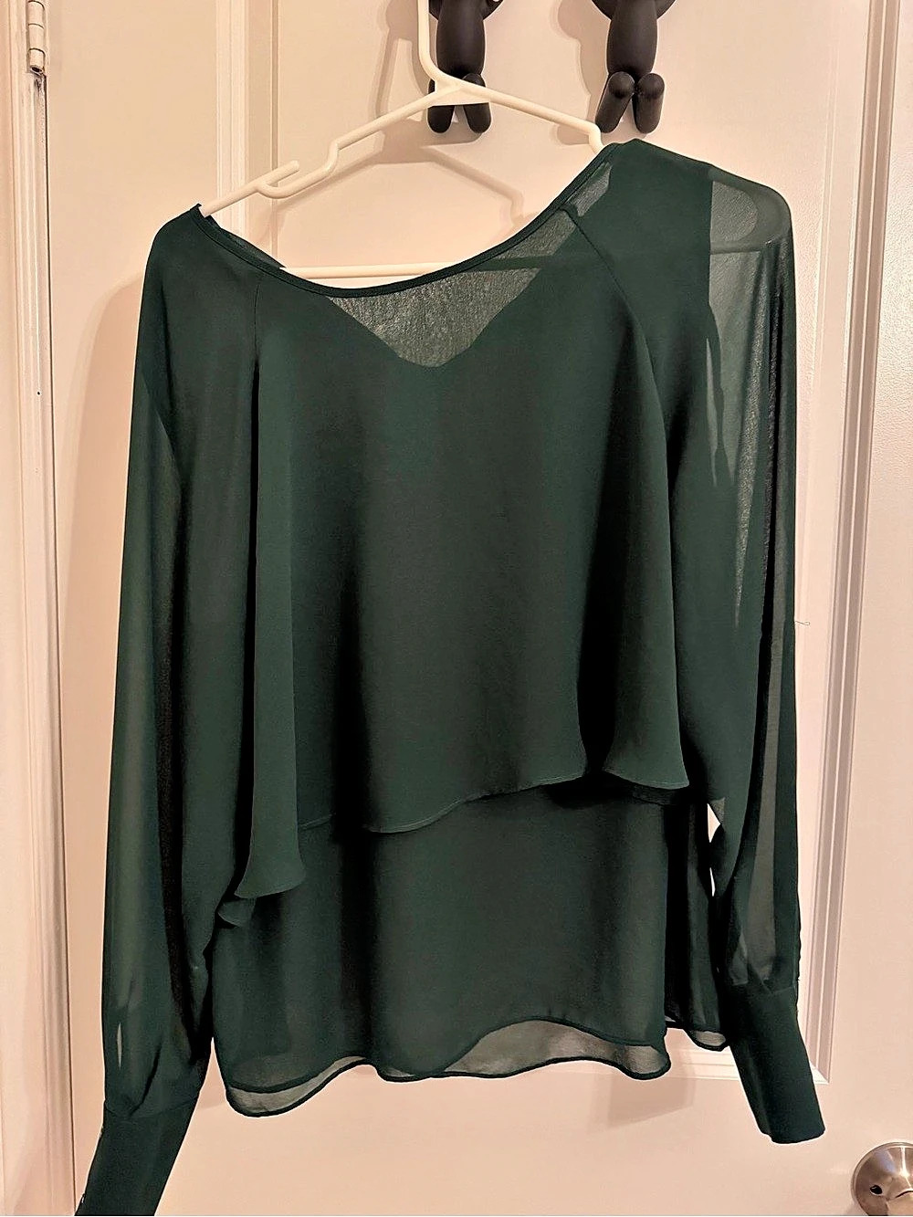 Zara Long Sleeve Blouse in Green - size Large